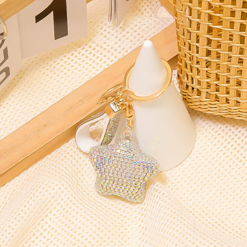 Clear Crystal Star Keychain with Colorful Wrist Strap Options