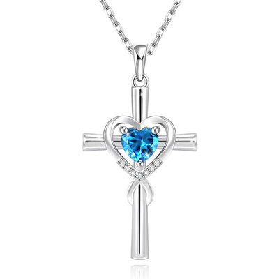 Front view of heart-and-key pendant necklace