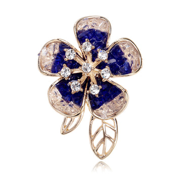 Gold Tone Flower Crystal Three Designs Metal Brooch Pin 2.8 x 3.8 cm