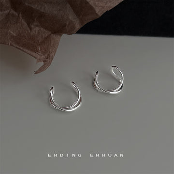 Silver-Tone Twisted Double Wire No-Pierce Ear Cuffs