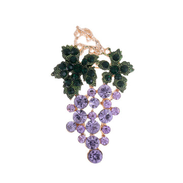 Green Purple Grape Crystal Four Designs Metal Brooch Pin