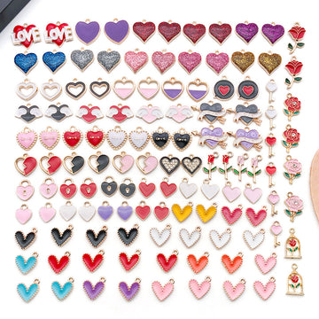 Enamel Colorful Heart Metal Charms with 5 Listed Options for DIY Jewelry Making