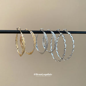 Textured Metal Hoop Earrings in Three Twisted Designs