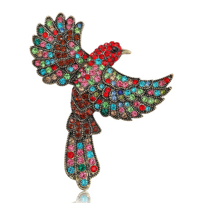 Crystal Bird Brooch on white background