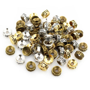T Pattern Round Metal Spacer Beads in Two Antique Finishes