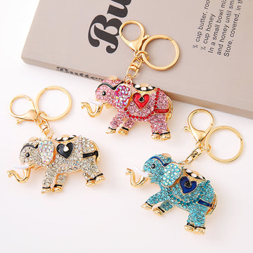 Rhinestone Elephant Keychain Heart Metal Crystal Bag Charm
