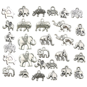 Metallic Elephant Metal Charms with 16 Listed Options