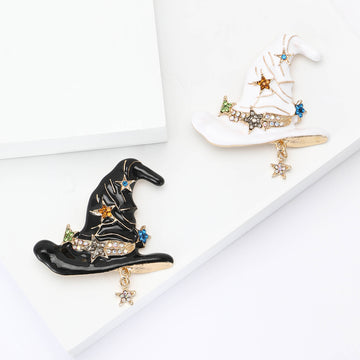 Black Enamel Witch Hat Brooch Decorative Lapel Pin