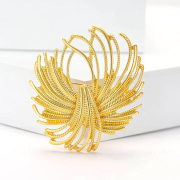 Matte Gold Firework Burst Openwork Metal Brooch Pin