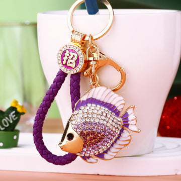 Mixed Jeweled Tropical Fish Starfish and Wrist Loop Keychains in Twelve Options