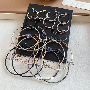 Mixed Metal Slim Hoop Earring Set with Twenty Pieces