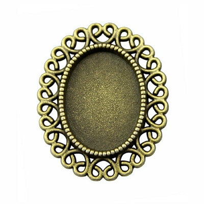 Scroll Frame Oval Cabochon Setting front view