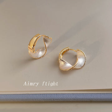 Gold And Silver Tone Twisted Two Color Chunky Huggie Earrings