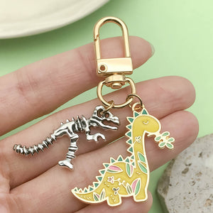 Cartoon Enamel Dinosaur Clip Keychains, Zinc Alloy, Six Styles