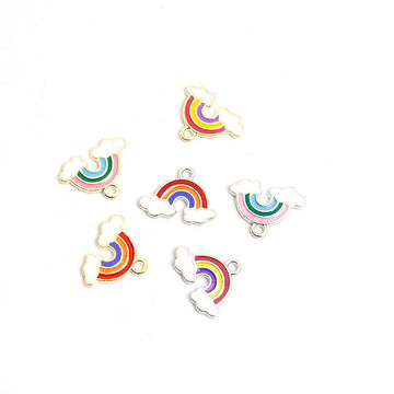 Pastel Rainbow Enamel Charm in Gold and Silver Tone