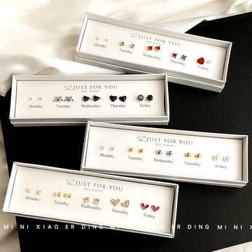 Seven Day Mini Stud Earring Sets In Three Mixed Styles