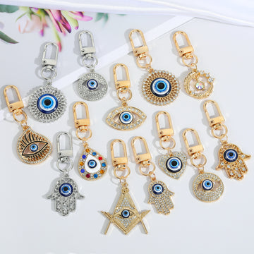 Crystal Evil Eye Clip Keychains in Twenty-Two Designs and One Set