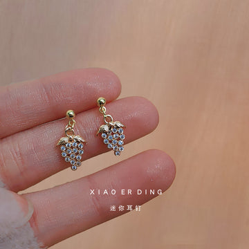 Gold Mini Crystal Pave Grape Cluster Stud Earrings