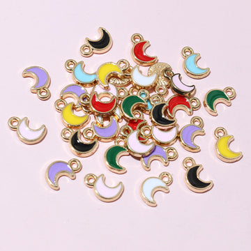 Tiny Crescent Moon Enamel Alloy Charms in Seven Colors