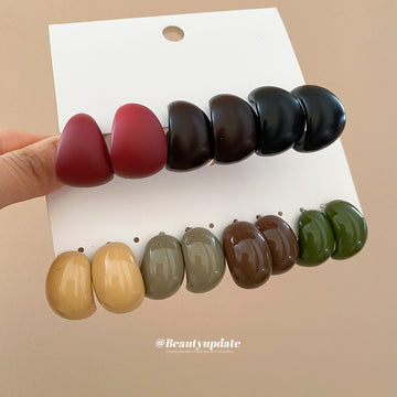 Acrylic C Shape Chunky Stud Earrings Multi Color Sets