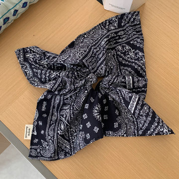 Black Paisley Fabric Bow Claw Clip and Scarf Scrunchie