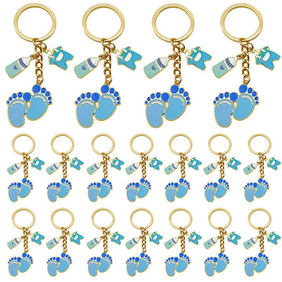 Image 1 showing a set of six key chains with footprints and shoes.