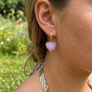 Sparkling Faceted Heart Drop Earrings in Nine Colors