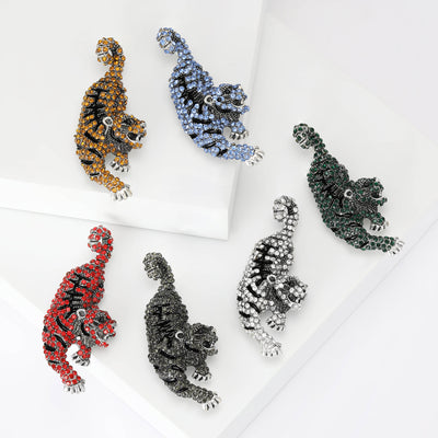 Crystal Tiger Brooch shown alone on a light background