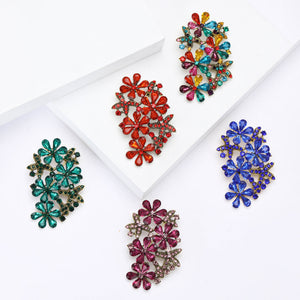 Antique Gold Crystal Flower Cluster Brooch Five Colors