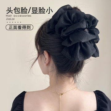 Layered Mesh Bow Hair Claw In Black Or White With Full Loops
