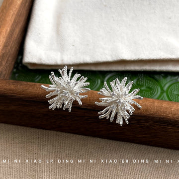 Radial Dandelion Firework Stud Earrings In Gold And Silver Tone