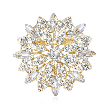 Crystal Sunflower Brooch in Gold or Silver Tone for Jackets and Scarves