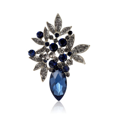 Front view of leaf cluster with a colored teardrop stone