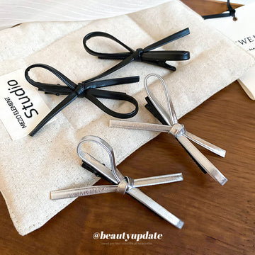 Silver Bow Duckbill Hair Clip With Unlisted Black Version In Main Gallery