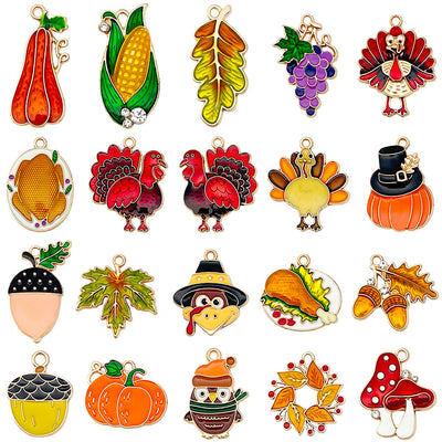 Colorful insect charms arranged on a light background