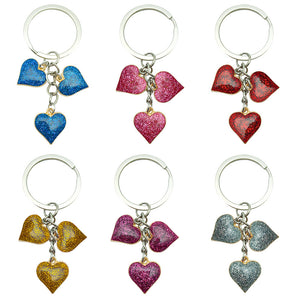 Glitter Enamel Heart Charm Keychain in Alloy, Seventeen Styles