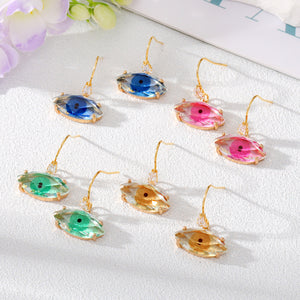 Faceted Crystal Evil Eye Drop Earrings on Gold-Tone Ear Wires