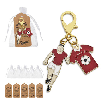 Enamel Soccer Player Jersey Keychain Gold Lobster Clasp