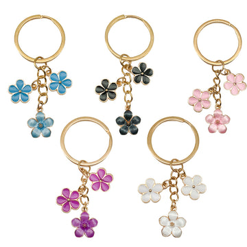 White Purple and Pink Blossom Pearl-Look Keychains