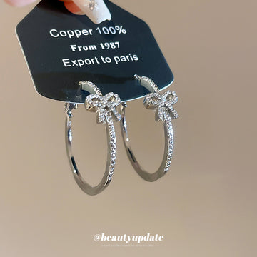 Silver Beaded Hoop and Pearl Drop Earrings Fashion Jewelry