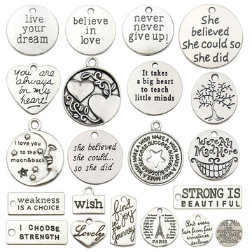 Silver-Tone Letter Metal Charms for Jewelry and Craft Projects