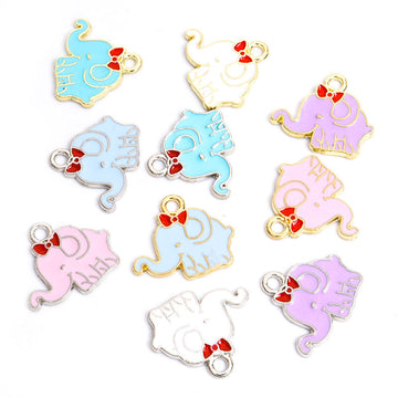 Pastel Elephant Enamel Charm Collection for Jewelry Making
