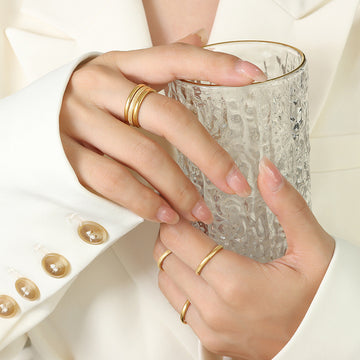Gold Stackable Three-Band Ring Set Smooth Matte Mix