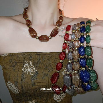 Multicolor Irregular Resin Bead Statement Necklace