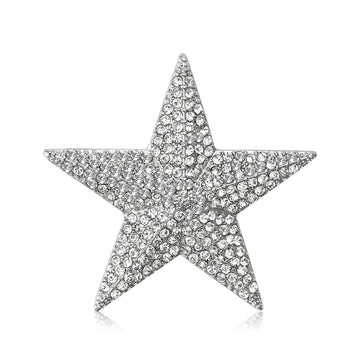 Pave Crystal Five Point Star Brooch in Clear or Red