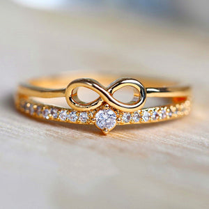 Infinity Pave Double-Band Ring In Gold And Rose Tones