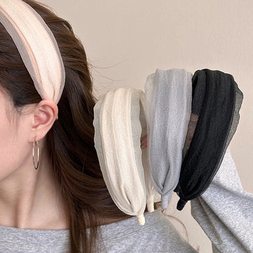 Wide Sheer Mesh Headbands Soft Padded Band 2 Colors