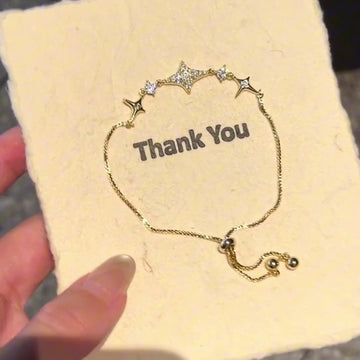 Pave Star Slider Adjustable Bracelet Gold Silver 2 Colors