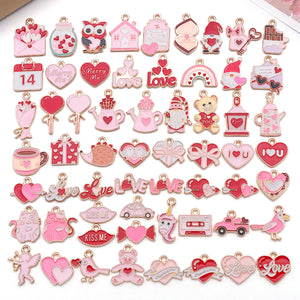 Enamel Heart and Valentine Charms in Zinc Alloy, 72 Designs and Mixed Packs