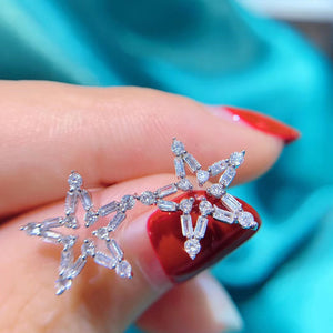 Silver Tone Starfish Drop Earrings With Clear Stones